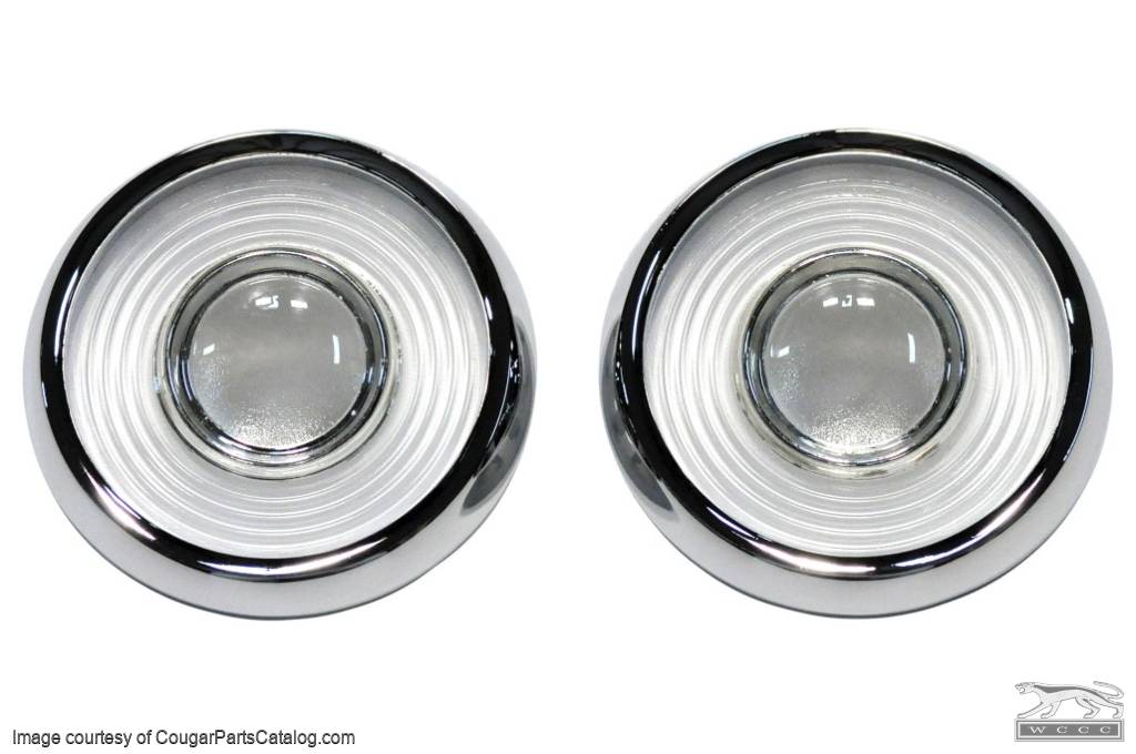 Interior Rear Courtesy - Opera Light Lenses - PAIR - Repro ~ 1967 - 1968 Mercury Cougar - Lincoln - 26017