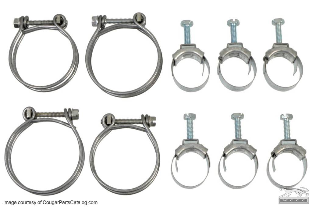 Wittek - 289 - 302 - Tower Hose Clamp Kit - CONCOURS - Date Stamped - SET OF 10 - Repro ~ 1968 Mercury Cougar - 1968 Ford Mustang - 52300