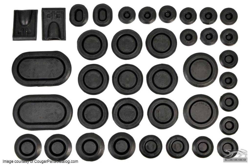 Plug Kit - Complete Kit - Rubber - Set of 38 - Repro ~ 1968 Mercury Cougar / 1968 Ford Mustang - 26236