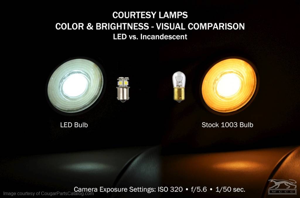 LED - Cool White - Single Post - Replacement Bulb - Courtesy Lights - EACH - Repro ~ 1967 - 1973 Mercury Cougar / 1967 - 1973 Ford Mustang - 10029