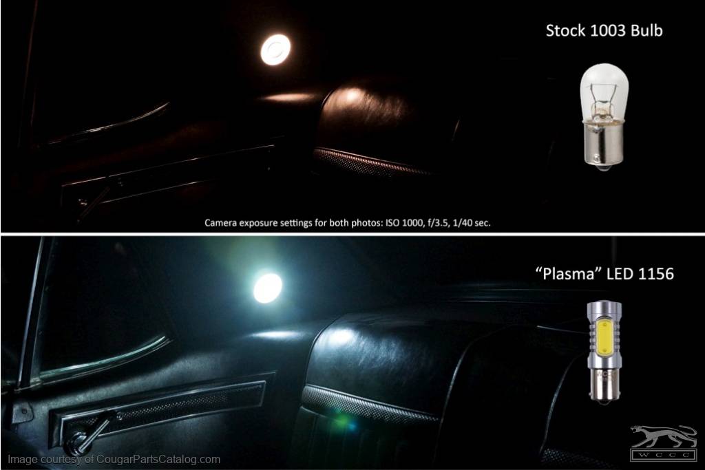 Plasma LED - 1156 Bulb - WHITE - 2 Pack - Back Up Light - Hood / Trunk Lights - New ~ 1967 -1973  Mercury Cougar / 1967 - 1973 Ford Mustang - 10036