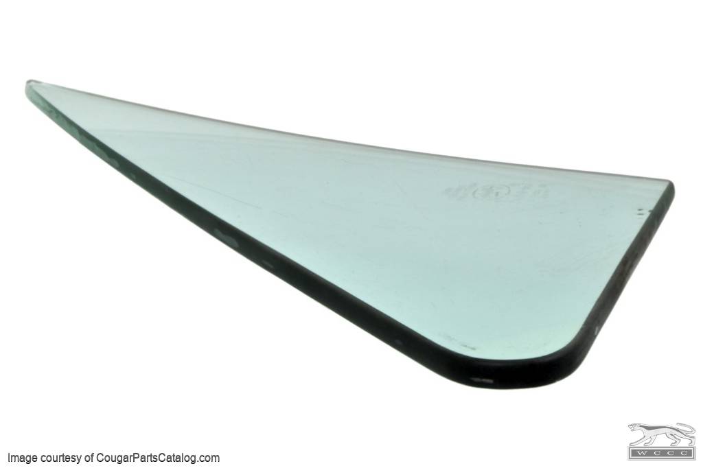 Door Vent Glass - TINT - Passenger Side - Grade A - Used ~ 1967 - 1968 Mercury Cougar / 1965 - 1968 Ford Mustang - 12044