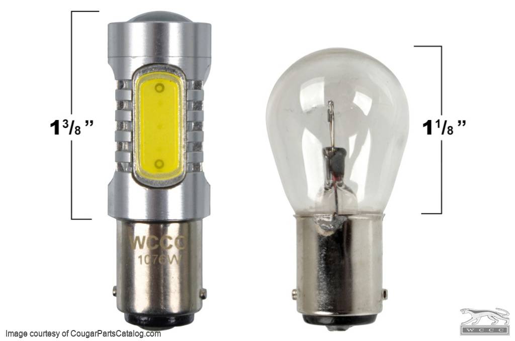 White Plasma LED 1076 Bulb Size comparison with an original bulb.