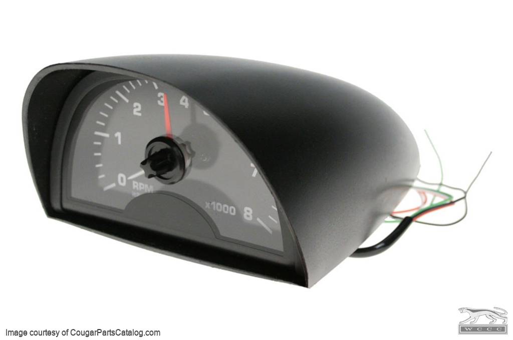 Tachometer - Hood Mounted - 8000 RPM - Black Face - New ~ 1967 - 1973 Mercury Cougar / 1967 - 1973 Ford Mustang - 13781