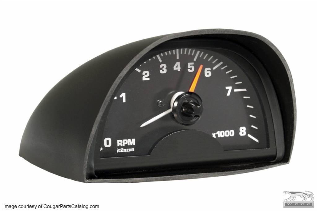 Tachometer - Hood Mounted - 8000 RPM - Black Face - New ~ 1967 - 1973 Mercury Cougar / 1967 - 1973 Ford Mustang - 13781