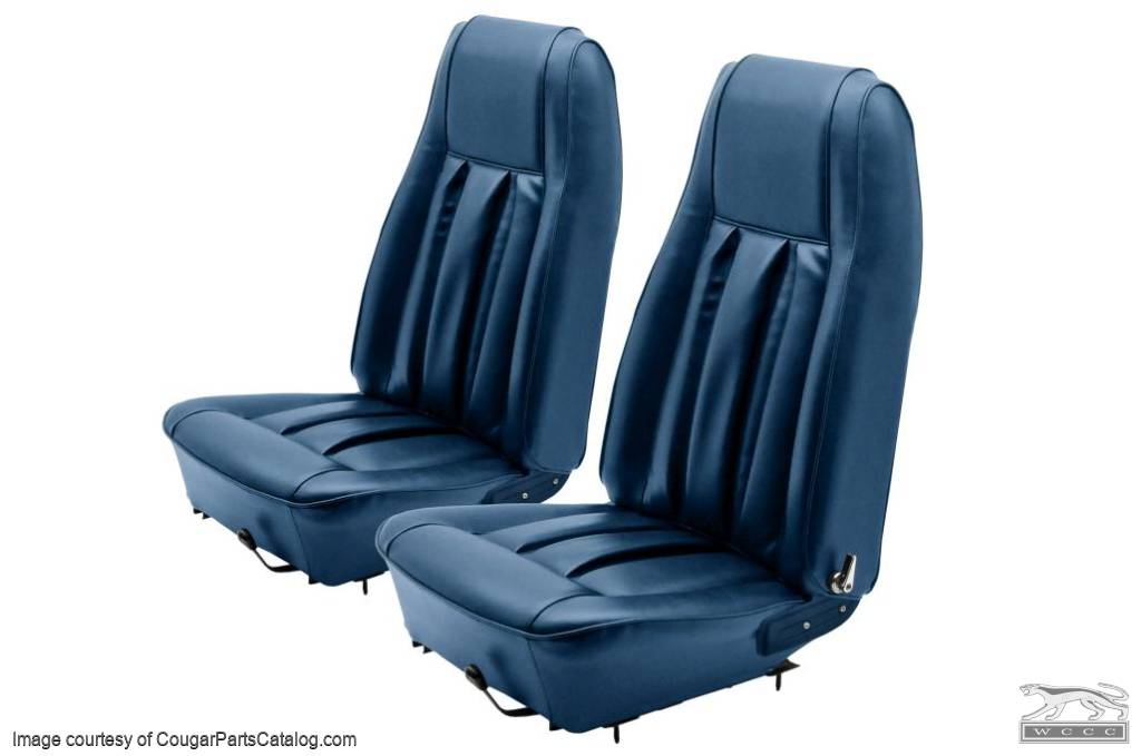 Interior Upholstery - Vinyl - XR7 - Coupe / Convertible - MEDIUM BLUE - Front Set - Repro ~ 1970 Mercury Cougar - 14387