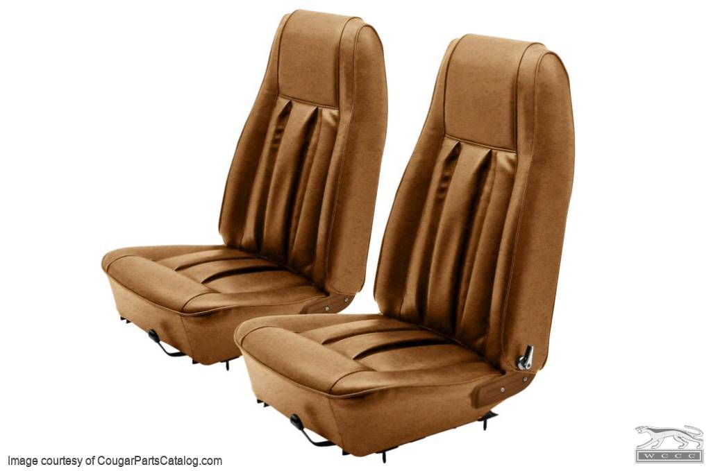 Interior Upholstery - Vinyl - XR7 - Coupe / Convertible - MEDIUM BROWN - Front Set - Repro ~ 1970 Mercury Cougar - 14544