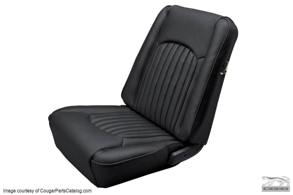 Interior Upholstery - Leather - XR7 - BLACK - Front Set - Repro ~ 1968 Mercury Cougar - 10761