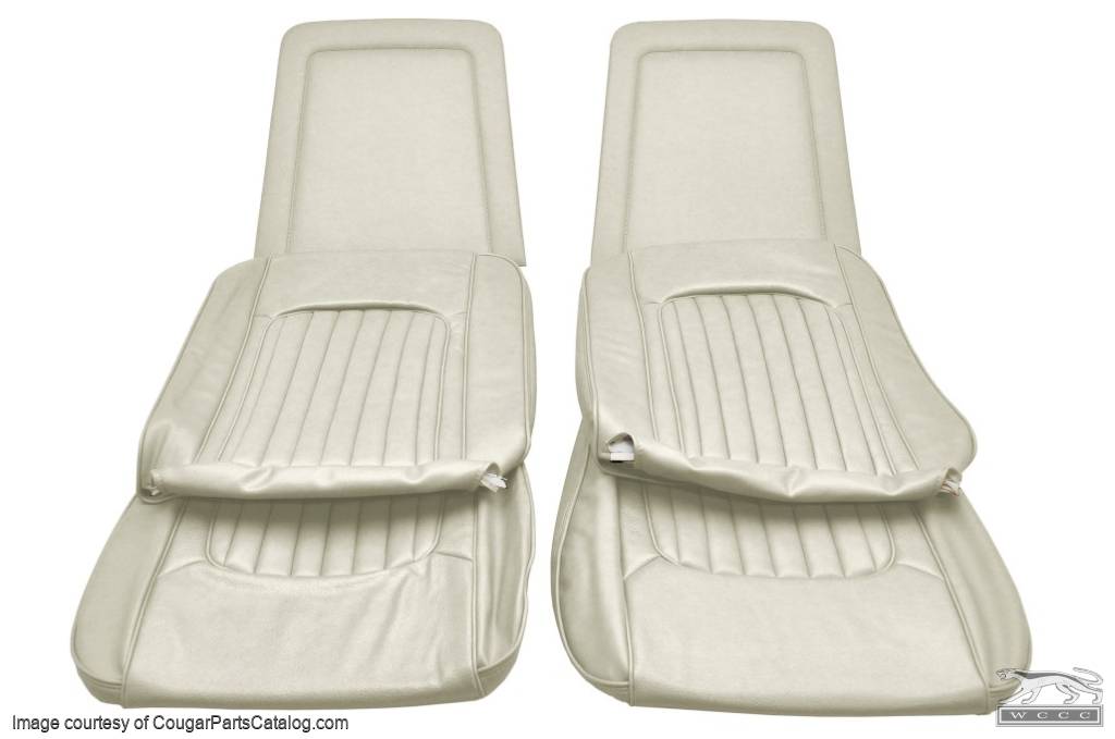 Interior Upholstery - Leather - XR7 - PARCHMENT / OFF-WHITE - Complete Kit - Repro ~ 1968 Mercury Cougar - 10763