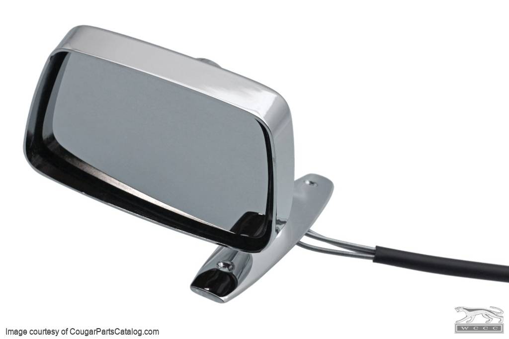 Side View Mirror - Driver Side - Chrome - Remote - Standard - Repro ~ 1968 Mercury Cougar - 14704