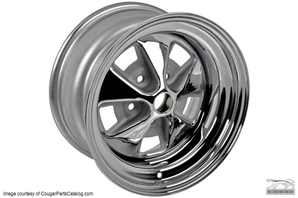 Styled Steel Wheel - 15 X 7 - Chrome Outer Rim - Repro ~ 1967 - 1968 Mercury Cougar - 14746