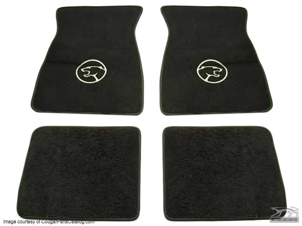 Floor Mats - BLACK Carpet - Cougar Head Logo - NEW ~ 1967 - 1973 ...