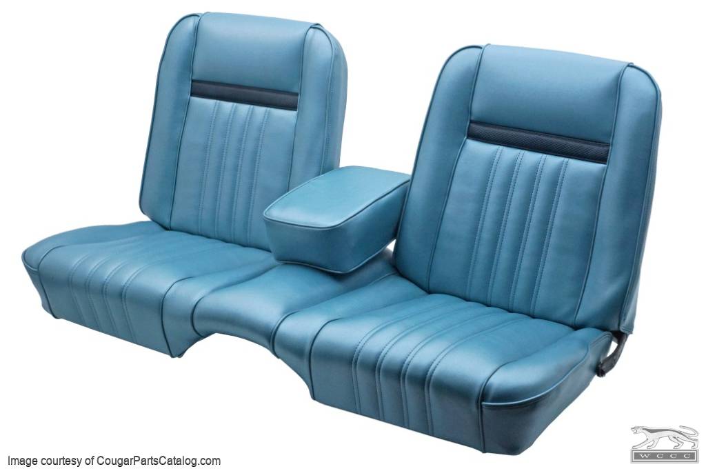 Interior Upholstery - Vinyl - Standard / Decor - LIGHT BLUE - Front Bench - Complete Set - Repro ~ 1967 Mercury Cougar - 15173