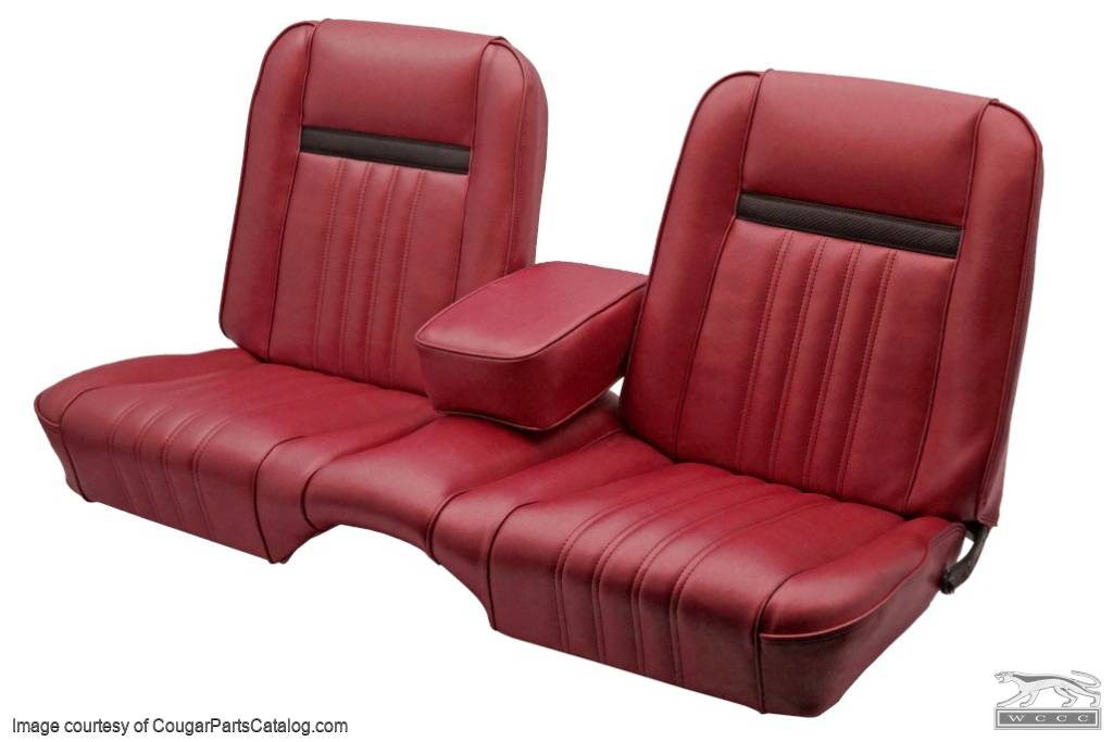 Interior Upholstery - Vinyl - Standard / Decor - DARK RED - Front Bench - Front Set - Repro ~ 1968 Mercury Cougar - 18895