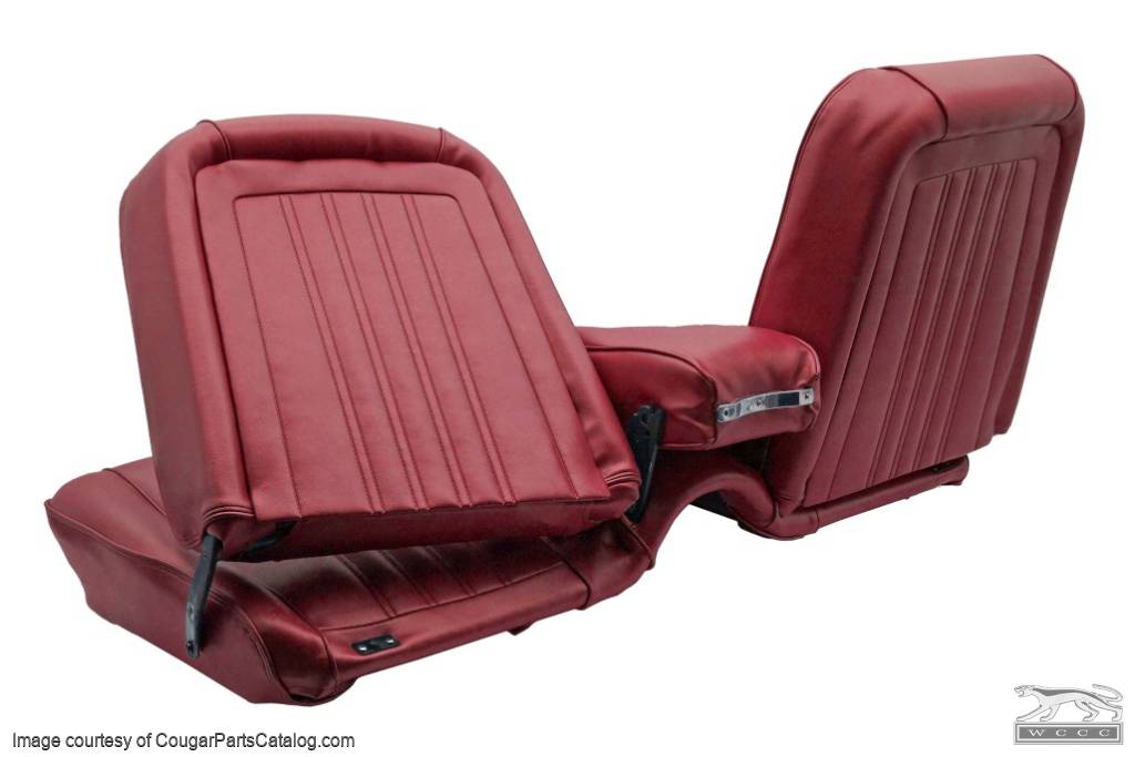 Interior Upholstery - Vinyl - Standard / Decor - RED - Front Bench - Complete Set - Repro ~ 1967 Mercury Cougar - 15176