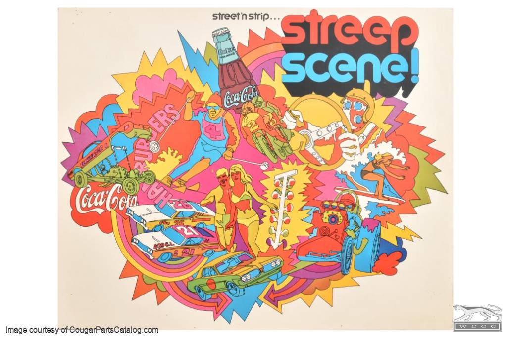 Promo Fold Out - Coca-Cola Street'n-Strip - Streep Scene - NOS ~ 1969 Mercury Cougar - 20247