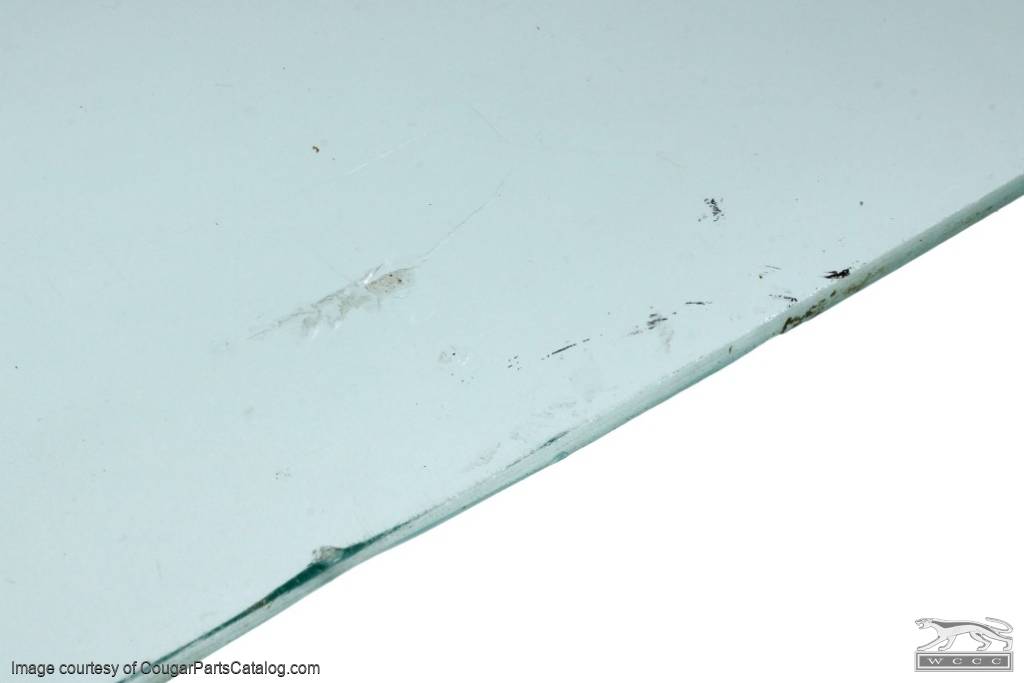 Door Glass - Glue In - CLEAR - Driver Side - Grade B - Used ~ 1970 Mercury Cougar / 1970 Ford Mustang - 20445