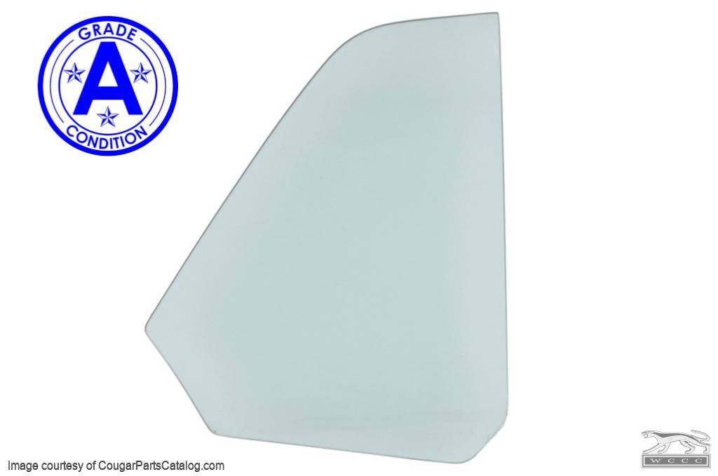 Quarter Window Glass - CLEAR - Passenger Side - CONVERTIBLE - Grade A - Used ~ 1969 Mercury Cougar / 1969 Ford Mustang - 20618