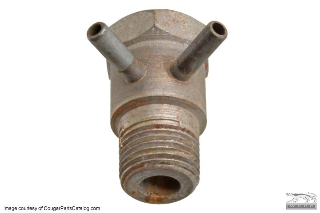 Vacuum Fitting - Round Steel 2 Port - Used ~ 1968 - 1969 Mercury Cougar / 1968 - 1969 Ford Mustang - 20666