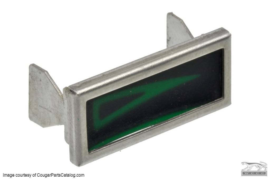 Lens - Turn Signal Indicator with bezel - Dash - Green - Used ~ 1967 - 1968 Mercury Cougar - 21-0017