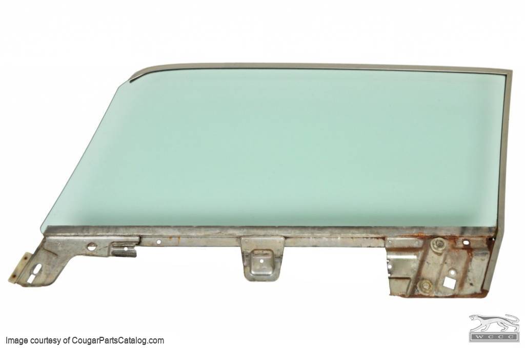Door Glass - TINT - Passenger Side - Grade B - Used ~ 1967 - 1968 Mercury Cougar Coupe / Ford Mustang Coupe - 23479