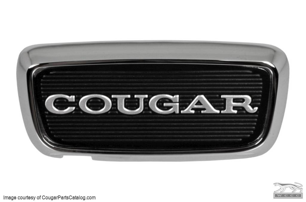 Trunk Lock Cover Plate - w/ COUGAR Decal - Repro ~ 1967 - 1968 Mercury Cougar - 23984