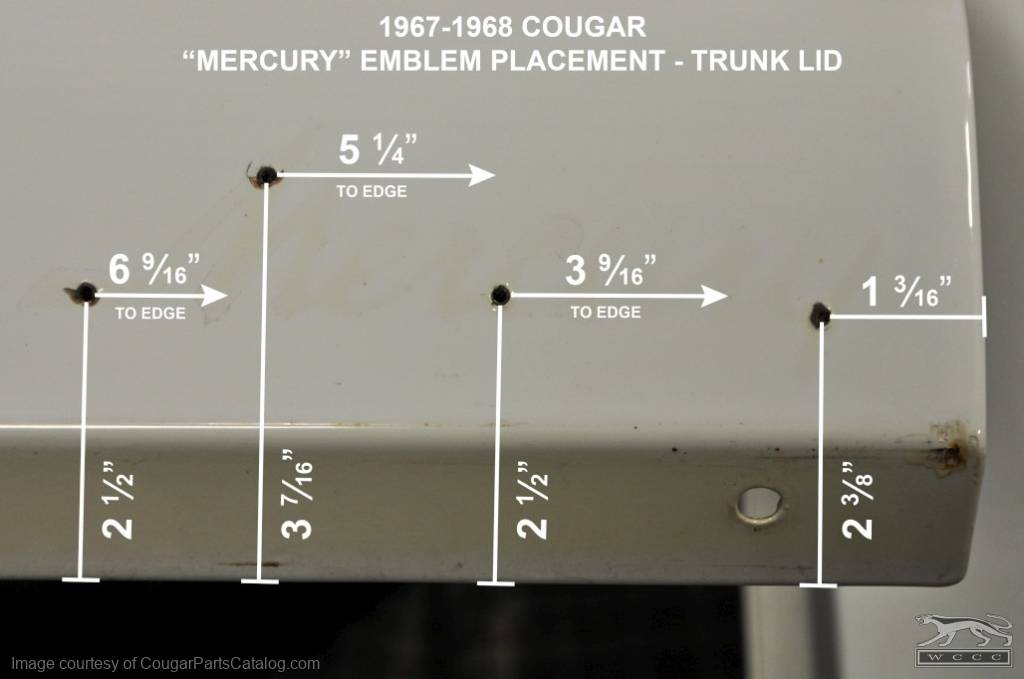 Emblem - 1967 - 68 Deck / Trunk Lid or 1971 - 72 Hood - MERCURY Script - Repro ~ 1967 - 1968 Mercury Cougar / 1971 - 1972 Mercury Cougar - 26011