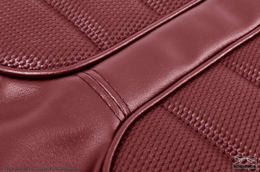 Interior Upholstery - Vinyl - Decor - w/ Comfortweave Inserts - Coupe / Convertible - DARK RED - Front Set - Repro ~ 1971 - 1973 Mercury Cougar - 27150