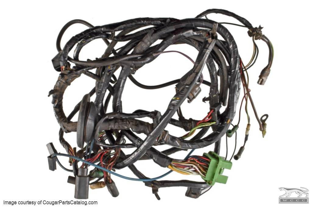 Under Hood Wiring Harness - Standard - Grade B - LATE - After 12/1/1971 - Used ~ 1972 Mercury Cougar 8082,8081,D2WY-14290-F 1971,1972,14290,1972 cougar,after,cougar,d2w,d2wy,grade,harness,headlight,hood,late,loom,main,mercury,mercury cougar,standard,under,underhood,used,wiring,27268