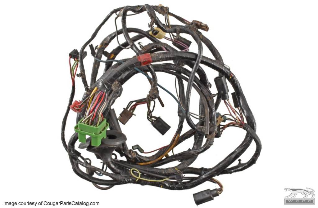 Under Hood Wiring Harness - XR7 - Grade B - EARLY - Before 12/1/1971 - Used ~ 1972 Mercury Cougar 8085,8084,D2WY-14290-A 1971,1972,14290,1972 cougar,before,cougar,d2w,d2wy,early,grade,harness,headlight,hood,loom,main,mercury,mercury cougar,under,underhood,used,wiring,xr7,27271