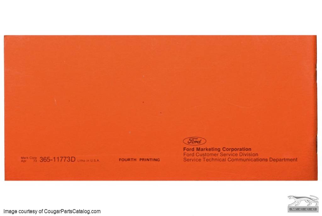 Owners Manual NOS 1973 Mercury Cougar ( 1973 Mercury Cougar ) at