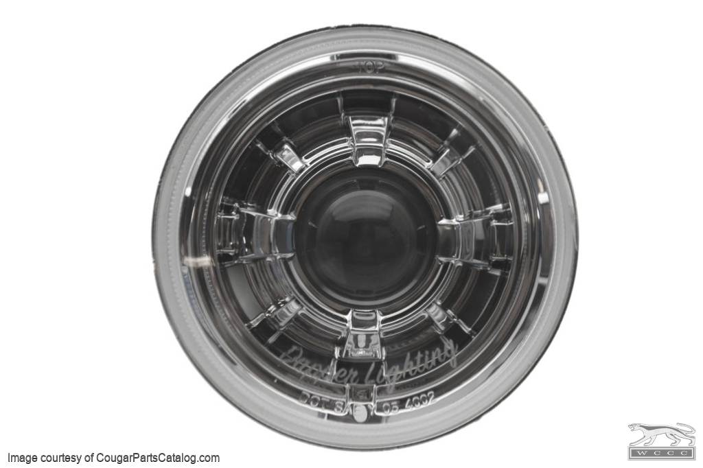 Headlight Set - HID Halogen Projector Housing Kit - CHROME - Repro ~ 1967 - 1973 Mercury Cougar / 1969 Ford Mustang - 31151