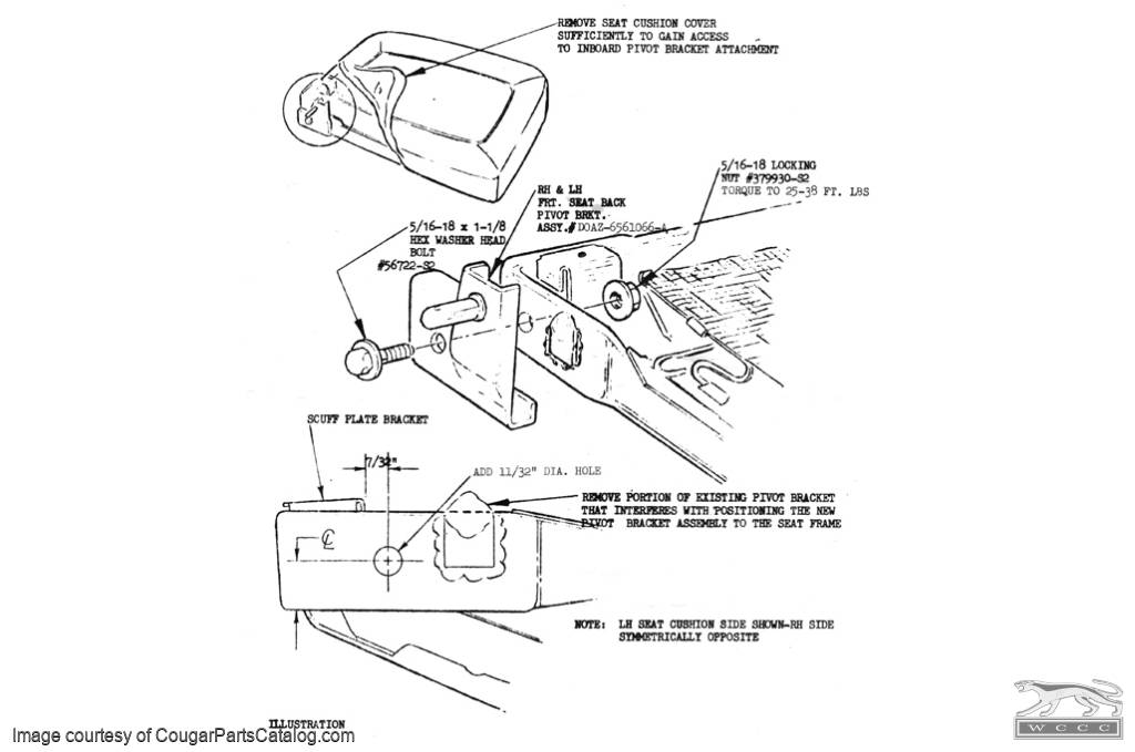 Seat Hinge - Repair Bracket - Driver Inner - NOS ~ 1968 - 1970 Mercury Cougar / 1968 - 1970 Ford Mustang - 32364