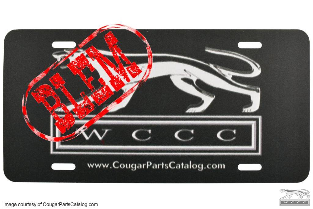License Plate - BLEM - Running Cat WCCC - New ~ 1967 - 1973 Mercury Cougar - 33353