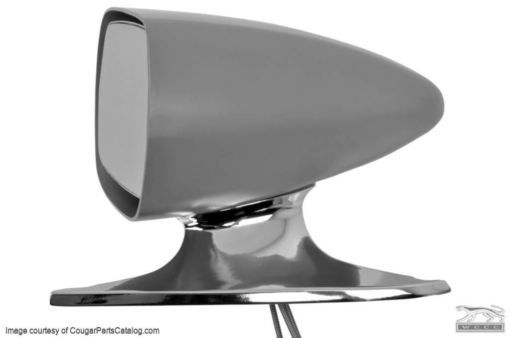 Side View Mirror - Sport - Driver Side - Remote - XR7 - Chrome Base - Repro ~ 1969 Mercury Cougar - 27039