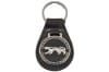 Key Fob - Walking Cat - Leather / Metal - New ~ 1967 - 1973 Mercury Cougar 14-6001,/,1967,1967 cougar,1968,1968 cougar,1969,1969 cougar,1970,1970 cougar,1971,1971 cougar,1972,1972 cougar,1973,1973 cougar,C7W,C8W,C9W,D0W,D1W,D2W,D3W,black,cat,chain,chrome,circle,circular,cougar,embossed,fob,hook,key,leather,mercury,mercury cougar,metal,new,nickel,platedemboss,platye,raised,steel,walking,key chain,key,chain,keychain