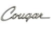 Emblem - Fender - COUGAR Script - Used ~ 1971 - 1973 Mercury Cougar 1971,1971 cougar,1972,1972 cougar,1973,1973 cougar,cougar,d1w,d2w,d3w,emblem,fender,mercury,mercury cougar,script,used,25313