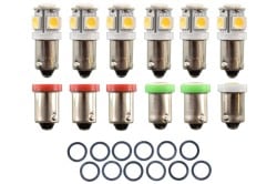 LED Bulbs - Dash Lights - Set of 12 - Repro ~ 1967 - 1968 Mercury Cougar 7099 1967,1967 cougar,1968,1968 cougar,bright,c7w,c8w,cluster,color,cougar,dash,factory,gauge,led,light,mercury,mercury cougar,new,interior,bulb,repro,kit,package,bulb,plasma,diode,indicator,arrow,green,red,clear,white,upgrade,cluster,clock,xr7,standard,base,youtube,video,lite,light,emmiting,26923