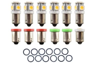 LED Bulbs - Dash Lights - Set of 12 - Repro ~ 1967 - 1968 Mercury Cougar 7099 1967,1967 cougar,1968,1968 cougar,bright,c7w,c8w,cluster,color,cougar,dash,factory,gauge,led,light,mercury,mercury cougar,new,interior,bulb,repro,kit,package,bulb,plasma,diode,indicator,arrow,green,red,clear,white,upgrade,cluster,clock,xr7,standard,base,youtube,video,lite,light,emmiting,26923