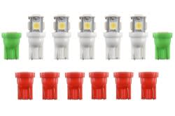 LED Bulbs - Dash Lights - Set of 13 - Repro ~ 1969 - 1970 Mercury Cougar  1969,1969 cougar,1970,1970 cougar,bright,c9w,cluster,color,cougar,d0w,dash,factory,gauge,led,light,mercury,mercury cougar,new,interior,bulb,repro,kit,package,bulb,plasma,diode,indicator,arrow,green,red,clear,white,upgrade,cluster,clock,xr7,standard,base,youtube,video,lite,light,emmiting,26924