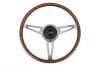 Steering Wheel - 15" Woodgrain - Repro ~ 1968 - 1973 Mercury Cougar / 1968 - 1973 Ford Mustang  1968,1968 cougar,1969,1969 cougar,1970,1970 cougar,1971,1971 cougar,1972,1972 cougar,1973,1973 cougar,C8W,C9W,D0W,D1W,D2W,D3W,after,aftermarket,wood,grain,woodgrain,chrome,cougar,market,mercury,mercury cougar,new,repro,shiney,shiny,steering,wheel,15,inch,15",30365