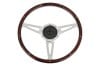 Steering Wheel - 15" Woodgrain - DARK MAHOGANY - Repro ~ 1967 Mercury Cougar  1967,1967 cougar,C7W,cougar,mercury,mercury cougar,after,aftermarket,wood,grain,woodgrain,chrome,market,new,repro,shiney,shiny,steering,wheel,15,inch,15",dark,mahogany,30877