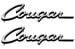 Emblems - Quarter Panel - COUGAR Script - w/ Black Trim - PAIR - Repro ~ 1968 Mercury Cougar  1968,1968 cougar,C8W,cougar,mercury,mercury cougar,emblem,new,panel,quarter,repro,reproduction,script,32602,with,black,trim,pair,two,set