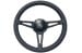 Steering Wheel - 14" Black Leather on Black Steel - Repro ~ 1967 Mercury Cougar 30362-clone1 1967,1967 cougar,C7W,cougar,mercury,mercury cougar,after,aftermarket,black,chrome,leather,market,new,repro,shiney,shiny,steering,wheel,14,inch,14",32642,black,on,black,steel,blackout,out