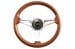 Steering Wheel - 14" Thick Grip - Mahogany Woodgrain / Chrome - Repro ~ 1967 Mercury Cougar  1967,1967 cougar,C7W,cougar,mercury,mercury cougar,after,aftermarket,wood,grain,woodgrain,chrome,market,new,repro,shiney,shiny,steering,wheel,14,inch,1,",dark,mahogany,32644,wood,grain,woodgrain,chrome,thick,grip,fat