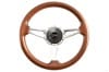 Steering Wheel - 14" Thick Grip - Mahogany Woodgrain / Chrome - Repro ~ 1968 - 1973 Mercury Cougar 1968,1968 cougar,1969,1969 cougar,1970,1970 cougar,1971,1971 cougar,1972,1972 cougar,1973,1973 cougar,C8W,C9W,D0W,D1W,D2W,D3W,cougar,mercury,mercury cougar,after,aftermarket,wood,grain,woodgrain,chrome,market,new,repro,shiney,shiny,steering,wheel,14,inch,14",dark,mahogany,chrome,thick,grip,woodgrain,wood,grain,thick,grip,fat