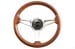 Steering Wheel - 14" Thick Grip - Mahogany Woodgrain / Chrome - Repro ~ 1968 - 1973 Mercury Cougar  1968,1968 cougar,1969,1969 cougar,1970,1970 cougar,1971,1971 cougar,1972,1972 cougar,1973,1973 cougar,C8W,C9W,D0W,D1W,D2W,D3W,cougar,mercury,mercury cougar,after,aftermarket,wood,grain,woodgrain,chrome,market,new,repro,shiney,shiny,steering,wheel,14,inch,14",dark,mahogany,chrome,thick,grip,woodgrain,wood,grain,thick,grip,fat