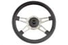 Steering Wheel - 14" Black Leather / Chrome - 4 Spoke - Repro ~ 1968 - 1973 Mercury Cougar 1968,1968 cougar,1969,1969 cougar,1970,1970 cougar,1971,1971 cougar,1972,1972 cougar,1973,1973 cougar,C8W,C9W,D0W,D1W,D2W,D3W,after,aftermarket,black,chrome,cougar,leather,market,mercury,mercury cougar,new,repro,shiney,shiny,steering,wheel,14,inch,14",32649,4,spoke,4,four,4 spoke,four spoke,repro,reproduction
