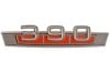Emblem - 390 - Fender Badge - EACH - ORANGE - NOS ~ 1969 Mercury Cougar / Ford Torino 390,1969,1969 cougar,badge,c9w,cougar,emblem,fender,ford,mercury,mercury cougar,new,torino,33103,orange,nos,new,old,stock