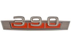 Emblem - 390 - Fender Badge - EACH - ORANGE - NOS ~ 1969 Mercury Cougar / Ford Torino  390,1969,1969 cougar,badge,c9w,cougar,emblem,fender,ford,mercury,mercury cougar,new,torino,33103,orange,nos,new,old,stock